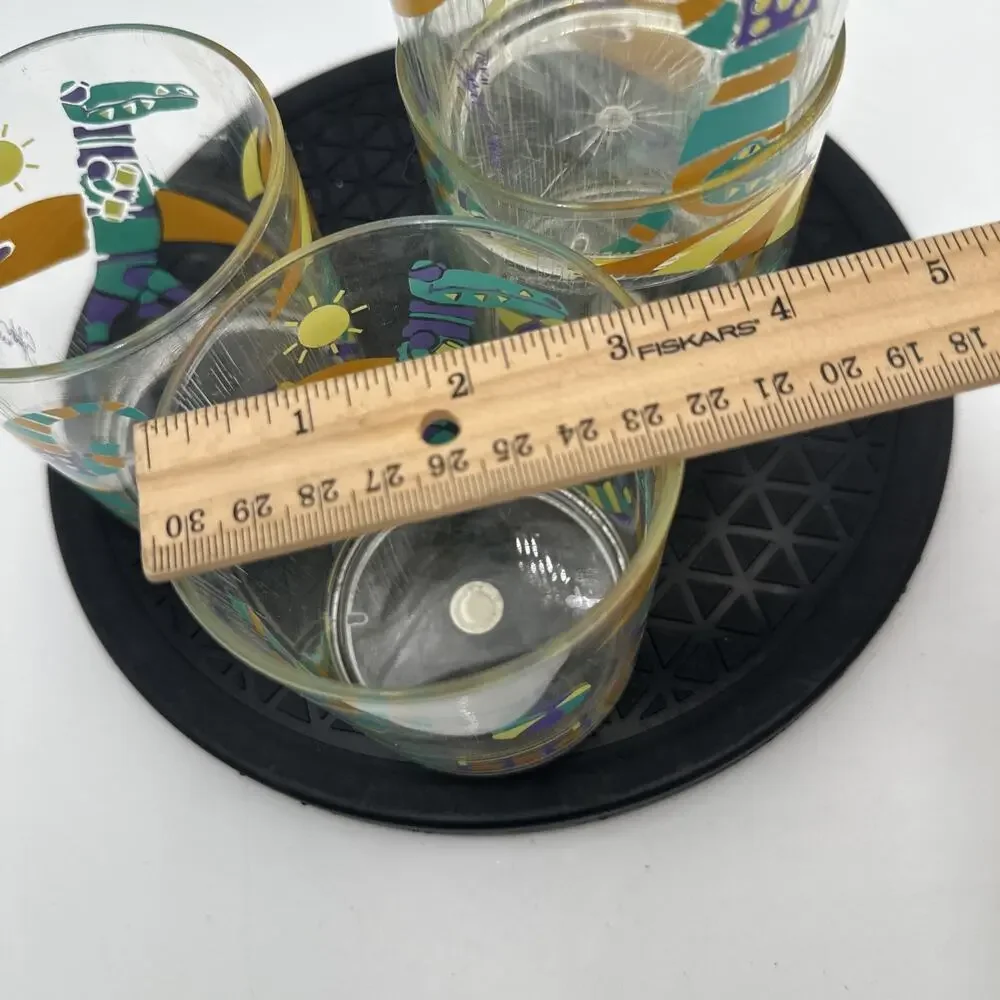 Vintage Set of 4 Retro 1990s Crocodile Splash Tumblers Plastic Cups